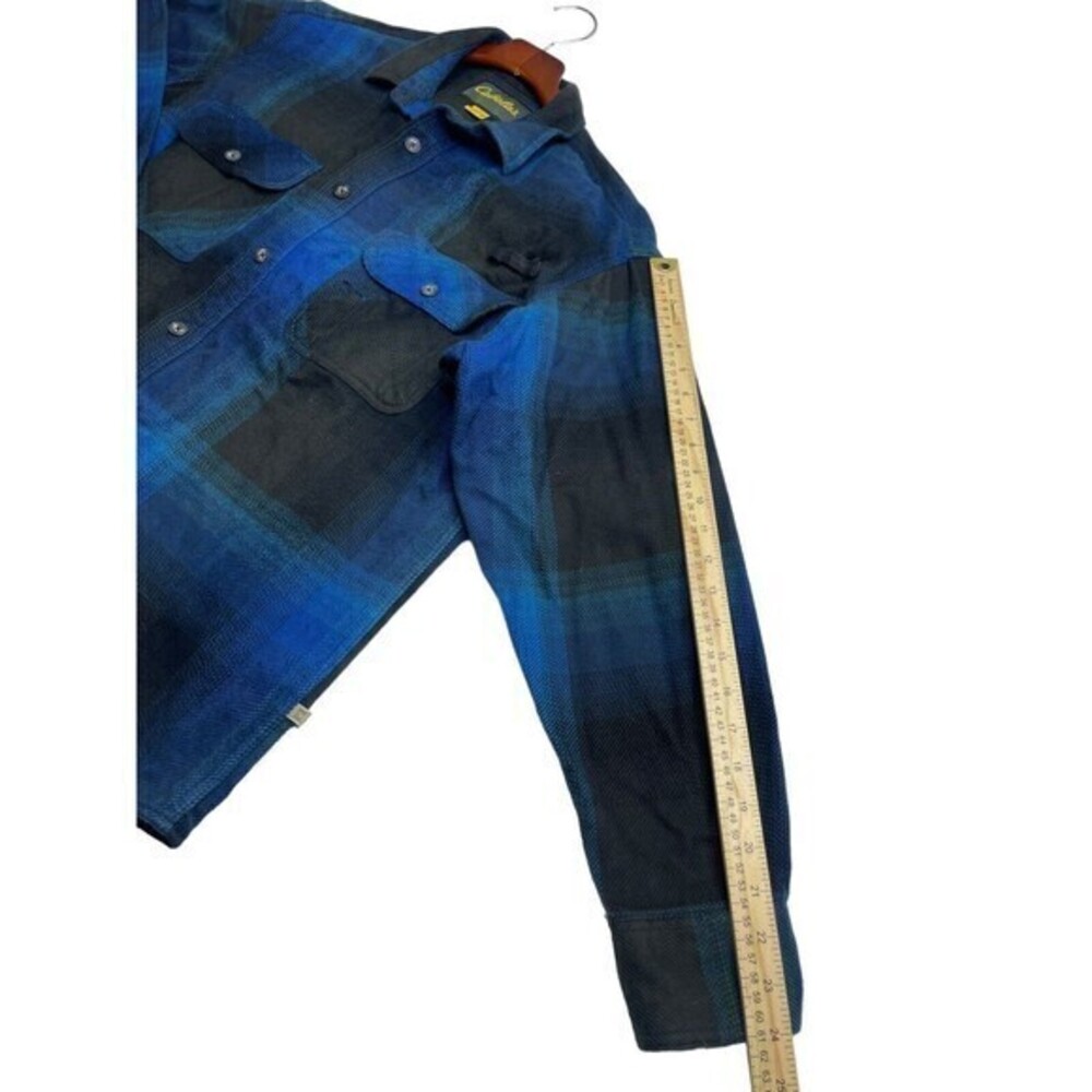Cabela’s Men’s Shacket Shirt Jacket Sz Large Reg Sleeve Blue Plaid - Picture 4 of 9